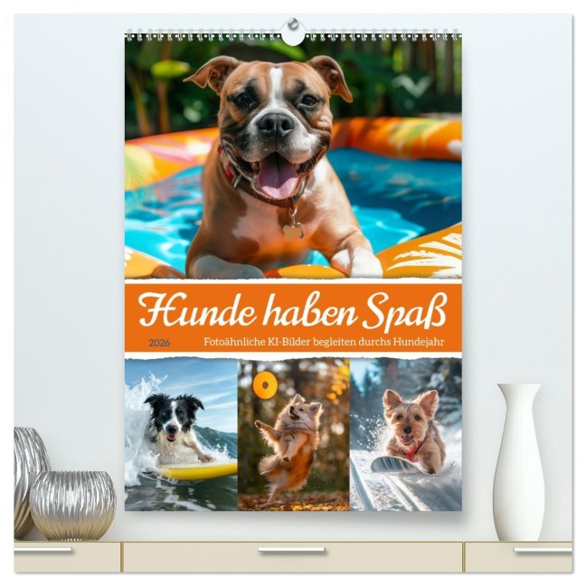 Hunde haben Spaß (hochwertiger Premium Wandkalender 2026 DIN A2 hoch), Kunstdruck in Hochglanz - Sabine Löwer