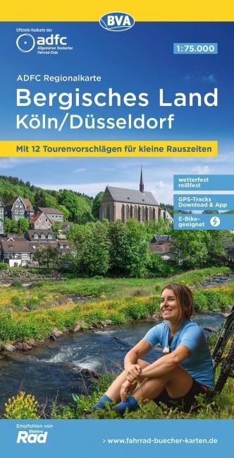 ADFC-Regionalkarte Bergisches Land Köln/Düsseldorf 1:75.000, reiß- und wetterfest, GPS-Tracks Download