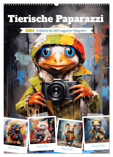 Tierische Paparazzi (Wandkalender 2024 DIN A2 hoch), CALVENDO Monatskalender - Digitaldreamweaver Simone Hug