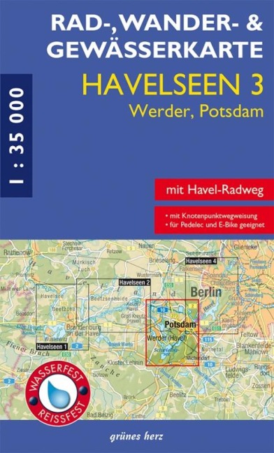 Rad-, Wander- und Gewässerkarte Havelseen 3 Werder/Potsdam 1:35 000 - 