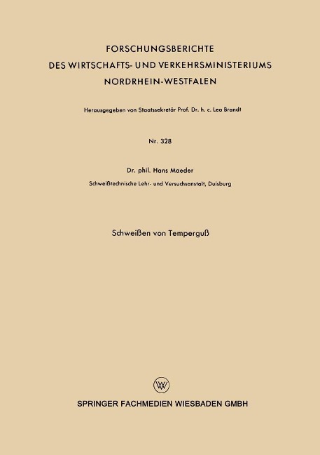 Schweißen von Temperguß - Hans Maeder