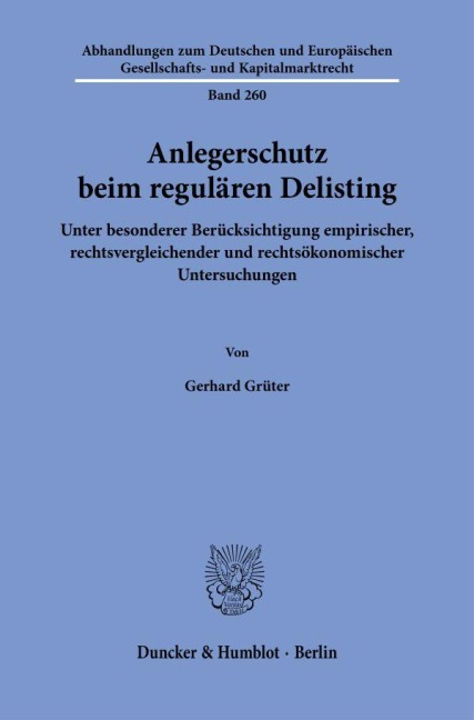 Anlegerschutz beim regulären Delisting - Gerhard Grüter