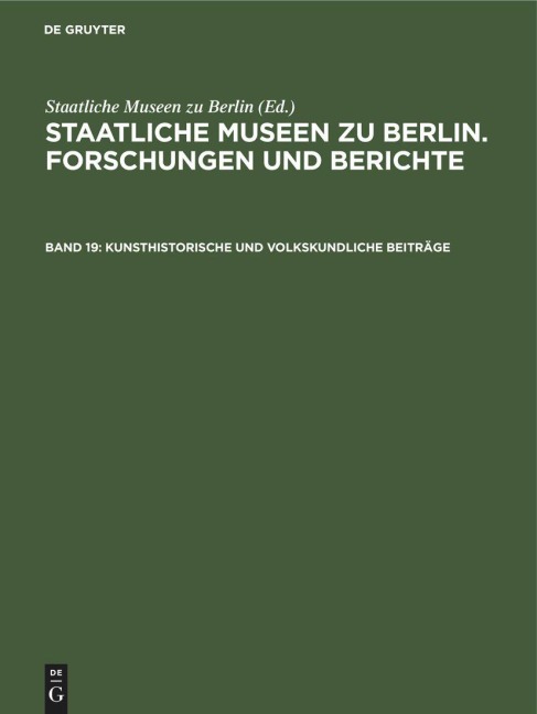 Kunsthistorische und volkskundliche Beiträge - 