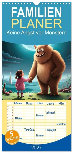 Familienplaner 2027 - Keine Angst vor Monstern mit 5 Spalten (Wandkalender, 21 x 45 cm) CALVENDO - Ursula Di Chito