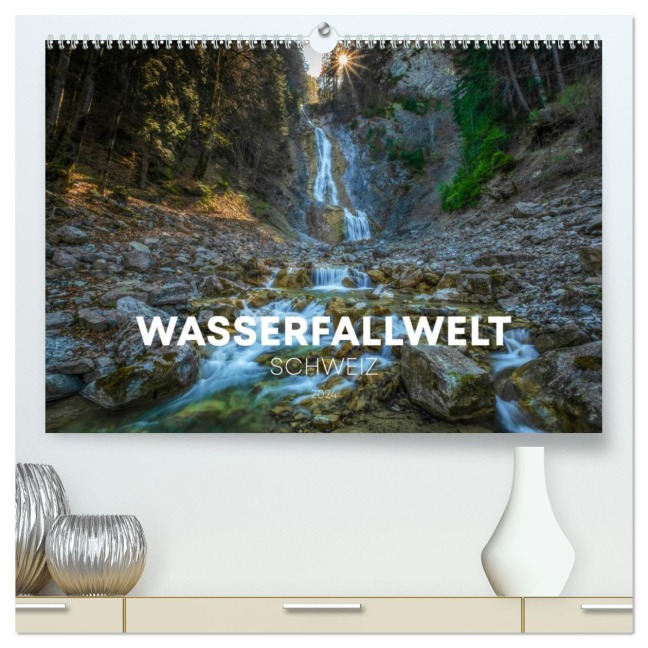 Wasserfallwelt Schweiz (hochwertiger Premium Wandkalender 2026 DIN A2 quer), Kunstdruck in Hochglanz - Simon Schuhmacher