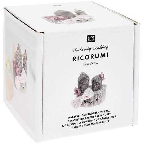 Ricorumi Häkel-Set "Oster-Körbchen grau" - 