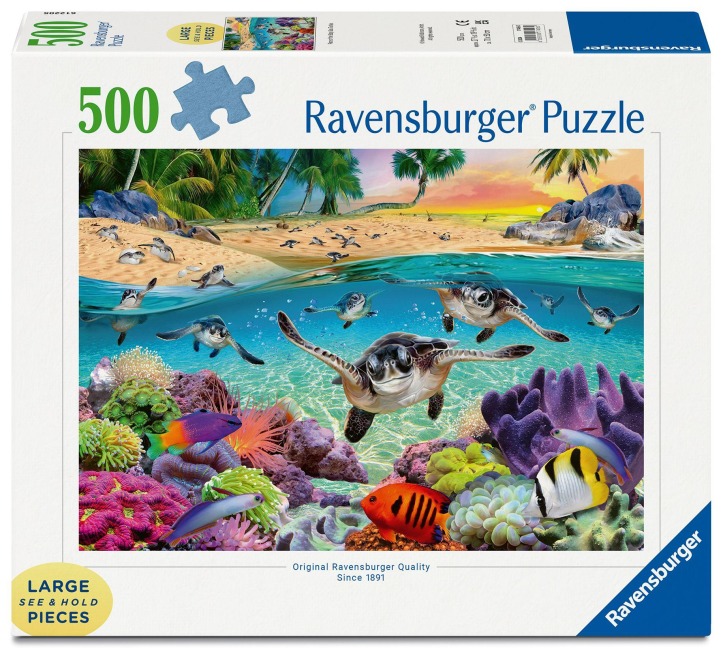 Erwachsenenpuzzle 500 Teile - Meeresschildkröten - Puzzlespaß mit größeren Puzzleteilen für die ganze Familie - 