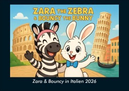 Cover-Bild zum Titel 'Zara & Bouncy in Italien 2026 Fotokalender DIN A5' von 'Kevin Heber, Tobias Schmitt'