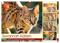 Savannah Katzen. Exotische Wildschönheiten im Naturgarten (Wandkalender 2026 DIN A2 quer), CALVENDO Monatskalender - Rose Hurley