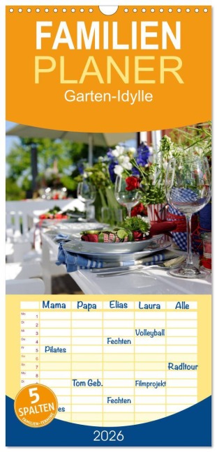 Familienplaner 2026 - Garten-Idylle 2026 mit 5 Spalten (Wandkalender, 21 x 45 cm) CALVENDO - Tobias Trapp