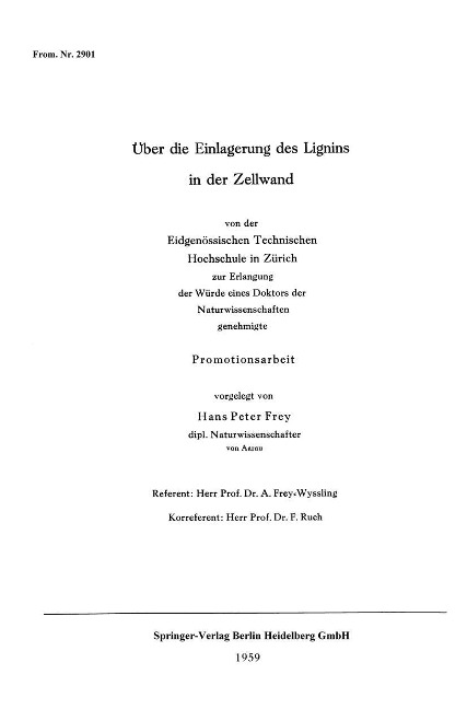 Über die Einlagerung des Lignins in der Zellwand - Hans Peter Frey