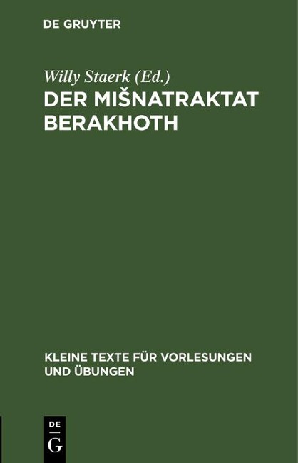 Der MiSnatraktat Berakhoth - 