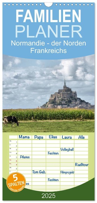 Familienplaner 2025 - Normandie - der Norden Frankreichs mit 5 Spalten (Wandkalender, 21 x 45 cm) CALVENDO - Carina Hartmann