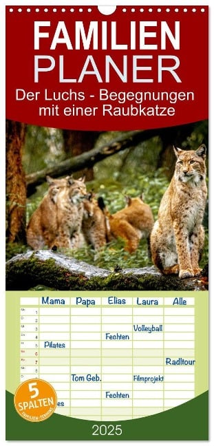 Familienplaner 2025 - Der Luchs - Begegnungen mit einer Raubkatze mit 5 Spalten (Wandkalender, 21 x 45 cm) CALVENDO - Ralf Metzger