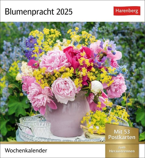 Blumenpracht Postkartenkalender 2025 - Wochenkalender mit 53 Postkarten - 