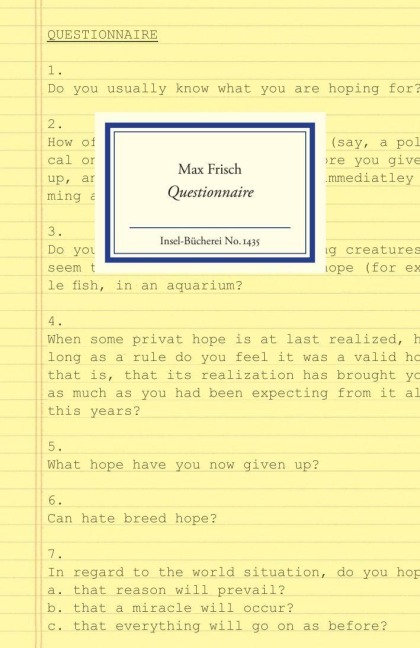 Questionnaire - Max Frisch