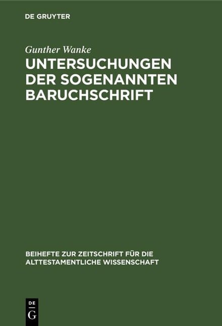 Untersuchungen der sogenannten Baruchschrift - Gunther Wanke