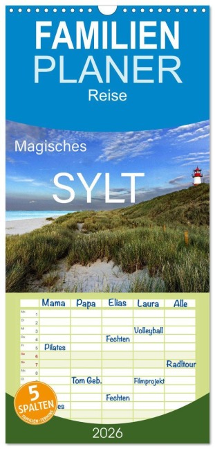 Familienplaner 2026 - Magisches Sylt mit 5 Spalten (Wandkalender, 21 x 45 cm) CALVENDO - Franz Tangermann
