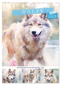 Wölfe. Zarte Aquarelle von beeindruckenden Tieren (Wandkalender 2025 DIN A3 hoch), CALVENDO Monatskalender - Rose Hurley