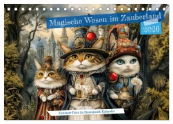 Cover-Bild zum Titel 'Magische Wesen im Zauberland - Fantasie-Tiere im Steampunk-Kalender (Tischkalender 2026 DIN A5 quer), CALVENDO Monatskalender' von 'Anja Frost'