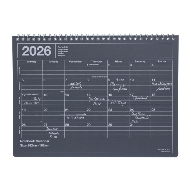 MARK'S 2026 Tischkalender, M  // Black - 