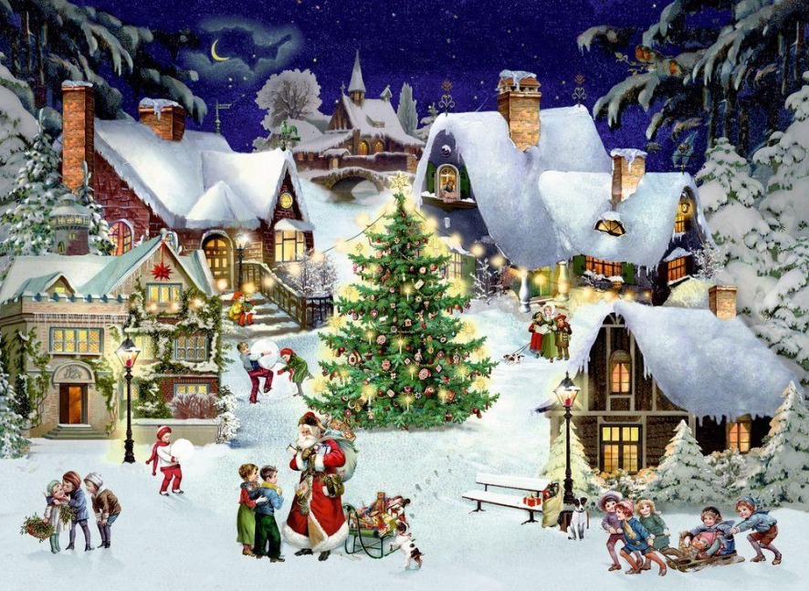 A4-Wandkalender Weihnachten im Dorf - 