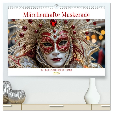 Märchenhafte Maskerade KI - Karnevalserlebnis in Venedig (hochwertiger Premium Wandkalender 2025 DIN A2 quer), Kunstdruck in Hochglanz - Claudia Schimmack