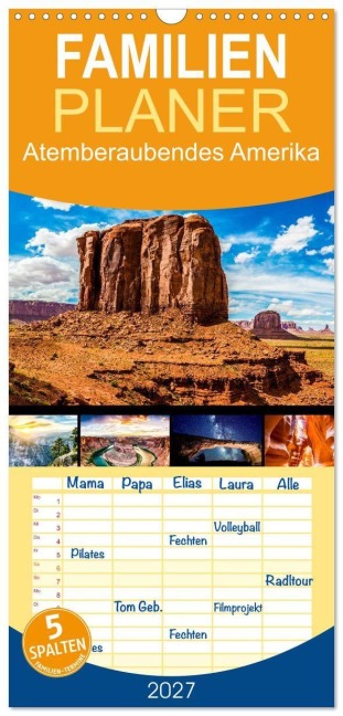 Familienplaner 2027 - Atemberaubendes Amerika - Die schönsten Nationalparks im Westen der USA mit 5 Spalten (Wandkalender, 21 x 45 cm) CALVENDO - Michael Neumayer