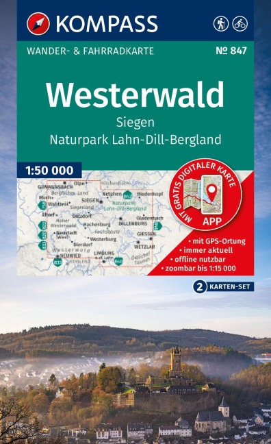 KOMPASS Wanderkarten-Set 847 Westerwald, Siegen, Naturpark Lahn-Dill-Bergland (2 Karten) 1:50.000 - 