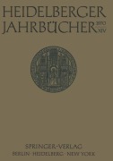 Cover-Bild zum Titel 'Heidelberger Jahrbücher' von 'H. Schipperges'