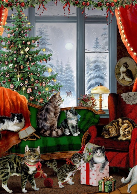 A4-Wand-Adventskalender - Katzen am Fenster - 