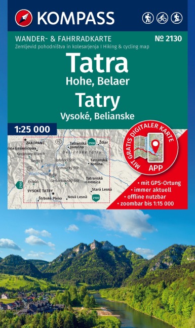 KOMPASS Wanderkarte 2130 Tatra Hohe, Belaer / Tatry, Vysoké, Belianske 1:25.000 - 