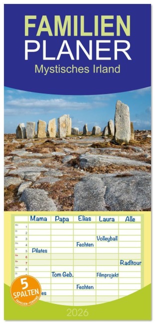 Familienplaner 2026 - Mystisches Irland mit 5 Spalten (Wandkalender, 21 x 45 cm) CALVENDO - Markus Helfferich