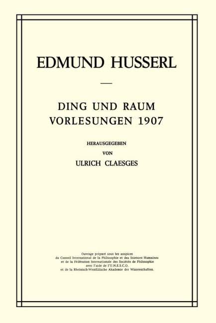 Ding und Raum - U. Claesges, Edmund Husserl