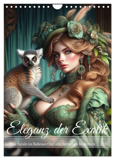 Eleganz der Exotik - Femme Fatale im Bohème-Chic mit tierischen Begleitern (Wandkalender 2025 DIN A4 hoch), CALVENDO Monatskalender - Fotodesign Verena Scholze