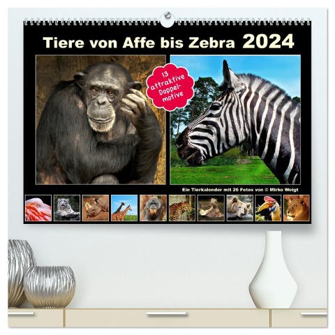 Tiere von Affe bis Zebra 2024 (hochwertiger Premium Wandkalender 2024 DIN A2 quer), Kunstdruck in Hochglanz - Hamburg Mirko Weigt