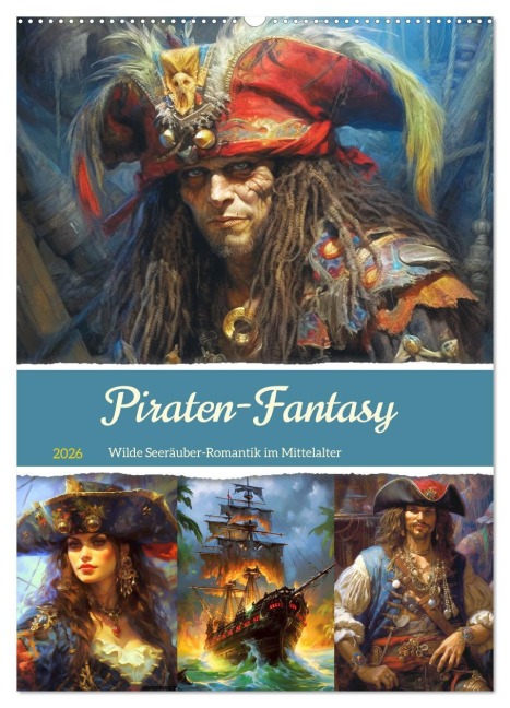 Piraten-Fantasy. Wilde Seeräuber-Romantik im Mittelalter (Wandkalender 2026 DIN A2 hoch), CALVENDO Monatskalender - Rose Hurley
