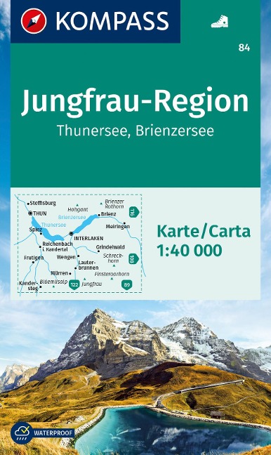 KOMPASS Wanderkarte 84 Jungfrau-Region, Thunersee, Brienzersee 1:40.000 - 