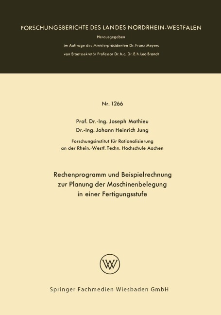 Rechenprogramm und Beispielrechnung zur Planung der Maschinenbelegung in einer Fertigungsstufe - Joseph Mathieu