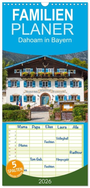 Familienplaner 2026 - Dahoam in Bayern mit 5 Spalten (Wandkalender, 21 x 45 cm) CALVENDO - Dietmar Scherf