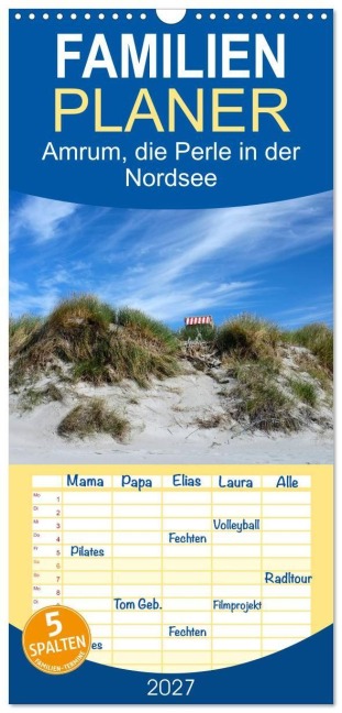 Familienplaner 2027 - Amrum, die Perle in der Nordsee mit 5 Spalten (Wandkalender, 21 x 45 cm) CALVENDO - Matthias Klenke