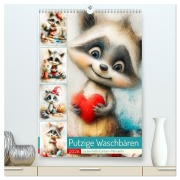 Cover-Bild zum Titel 'Putzige Waschbären. Zauberhafte Cartoon-Momente (hochwertiger Premium Wandkalender 2026 DIN A2 hoch), Kunstdruck in Hochglanz' von 'Rose Hurley'