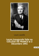 Cover-Bild zum Titel 'Leçon inaugurale faite au COLLÈGE DE FRANCE le 2 Décembre 1941' von 'Louis Lavelle'