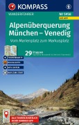 Cover-Bild zum Titel 'KOMPASS Wanderführer Alpenüberquerung München, Venedig, Vom Marienplatz zum Markusplatz, 29 Etappen mit Extra-Tourenkarte' von 'Raphaela Moczynski, Gerhard Stummvoll'