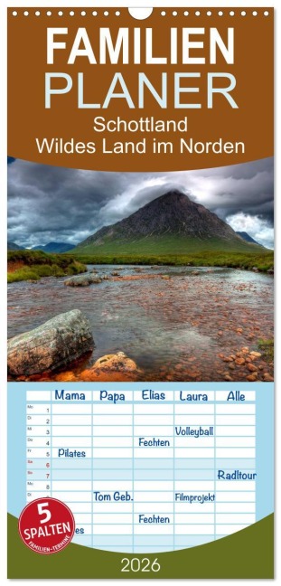 Familienplaner 2026 - Schottland - Wildes Land im Norden mit 5 Spalten (Wandkalender, 21 x 45 cm) CALVENDO - Kalender. Com Kalender365. Com