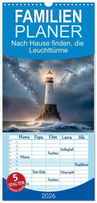 Familienplaner 2026 - Nach Hause finden, die Leuchttürme mit 5 Spalten (Wandkalender, 21 x 45 cm) CALVENDO - Dirk Rosin