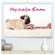 Cover-Bild zum Titel 'Mopswelpe Emma (hochwertiger Premium Wandkalender 2026 DIN A2 quer), Kunstdruck in Hochglanz' von 'Sophie Tiller'