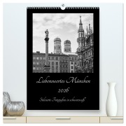 Cover-Bild zum Titel 'Liebenswertes München 2026 - Stilisierte Fotografien in schwarzweiß (hochwertiger Premium Wandkalender 2026 DIN A2 hoch), Kunstdruck in Hochglanz' von 'SusaZoom SusaZoom'