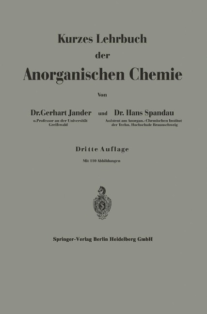 Kurzes Lehrbuch der Anorganischen Chemie - Gerhart Jander, Hans Spandau