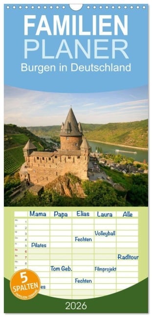 Familienplaner 2026 - Burgen in Deutschland mit 5 Spalten (Wandkalender, 21 x 45 cm) CALVENDO - Johann Scheibner